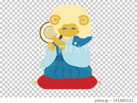 A New Year's card illustration for 2027, the Year of the Sheep, depicting a sheep playing a drum. A New Year's card illustration for 2027, the Year of the Sheep, depicting a sheep playing a drum. 141860122