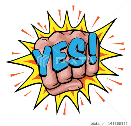 YES Comic Book Pop Art Starburst Fist Graphic 141860555