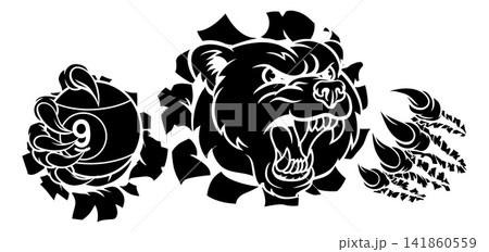 Bear and 9 Ball Nine Ball Pool Cartoon Mascot Bear and 9 Ball Nine Ball Pool Cartoon Mascot 141860559