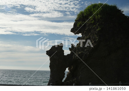 親子熊岩を望む北海道せたな町の海岸風景 親子熊岩を望む北海道せたな町の海岸風景 141861050