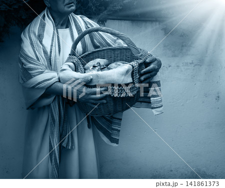 Old man with ancient basket Old man with ancient basket 141861373
