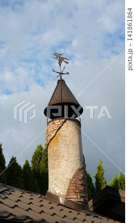 Quiet Rural Setting With Historic Architecture. Scenic Countryside Featuring Aged Turret Under Blue Sky Quiet Rural Setting With Historic Architecture. Scenic Countryside Featuring Aged Turret Under Blue Sky 141861864