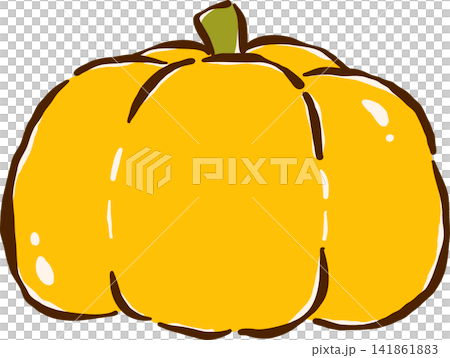 Hand drawn Illustration of a Yellow Pumpkin Hand drawn Illustration of a Yellow Pumpkin 141861883