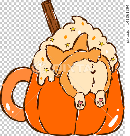 Happy Cozy Corgi Autumn in Pumpkin Spice Latte Cartoon Character Cute Kawaii Hand Drawn Fall Illustration Happy Cozy Corgi Autumn in Pumpkin Spice Latte Cartoon Character Cute Kawaii Hand Drawn Fall Illustration 141861894