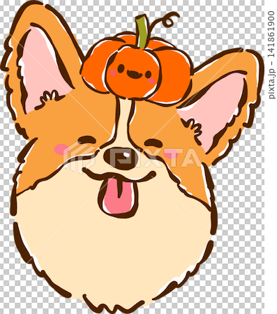 Happy Corgi Autumn with Pmpkin on Head Cartoon Character Cute Kawaii Hand Drawn Fall Illustration Happy Corgi Autumn with Pmpkin on Head Cartoon Character Cute Kawaii Hand Drawn Fall Illustration 141861900
