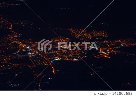 aerial view of the cityscape delhi at night aerial view of the cityscape delhi at night 141863682