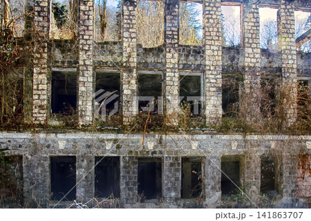 multi-storey abandoned building residential 141863707