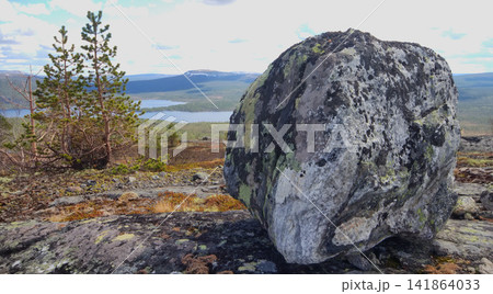Sacred stone on top of  mountain 141864033