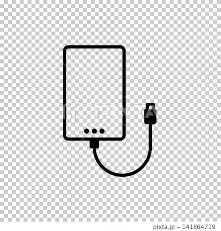 Simple line art icons for mobile batteries and chargers Simple line art icons for mobile batteries and chargers 141864719