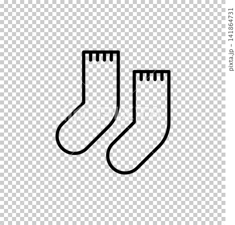 Simple line art icon of socks. 141864731