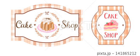 Label vector tag for gift bakery scallop and holiday frame border. Lace template badge for decorative cafe cottagecore and pastel print circle. Banner poster check for pastry wallpaper doily. 141865212