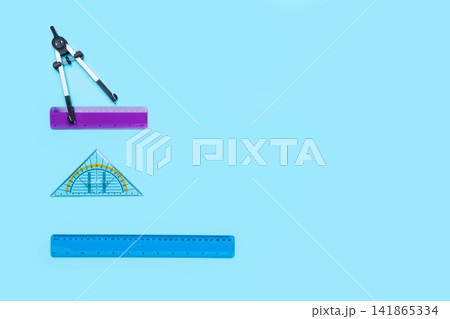 Geometry tools math education blue background Geometry tools math education blue background 141865334