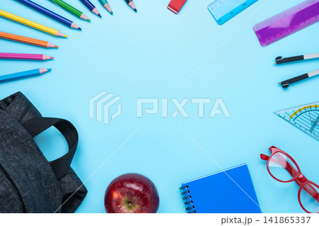 Back to school frame blue background 141865337