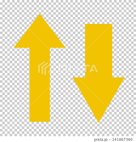 為替の上下 黄色い細い上矢印と太い下矢印を並べる 141867360