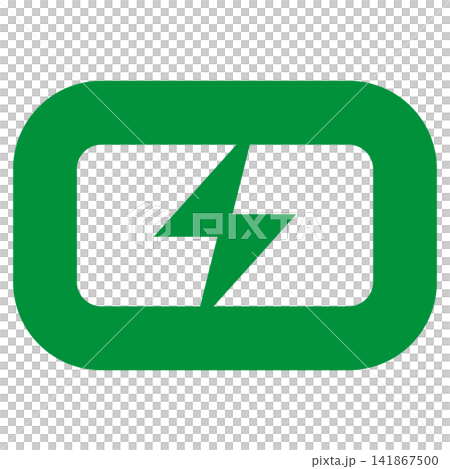Lightning of charging, lightning piercing the green rounded frame. Lightning of charging, lightning piercing the green rounded frame. 141867500