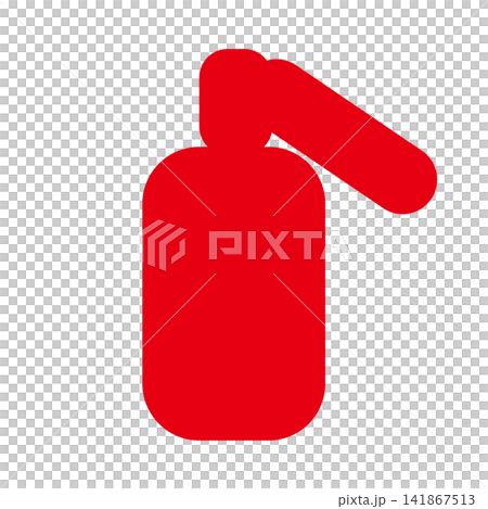 Fire extinguisher: A shape depicting a red body and an angled nozzle. Fire extinguisher: A shape depicting a red body and an angled nozzle. 141867513