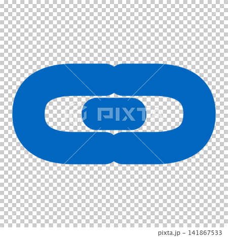 A connecting chain: Two blue C-shaped rings are connected by a rod. A connecting chain: Two blue C-shaped rings are connected by a rod. 141867533