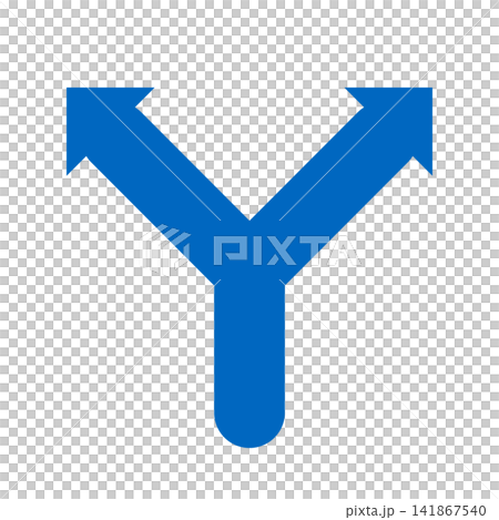 A fork in the road: The blue path splits into two. A fork in the road: The blue path splits into two. 141867540
