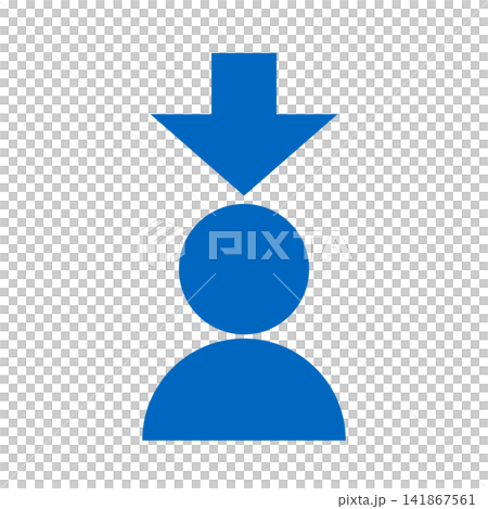 Assignment of duties: Downward arrow descending from directly above the blue person. Assignment of duties: Downward arrow descending from directly above the blue person. 141867561
