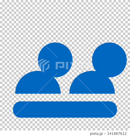 二人の面談 机をはさんで向き合う青い二人 二人の面談 机をはさんで向き合う青い二人 141867612
