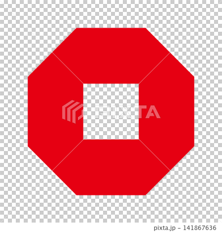 An octagonal emergency stop sign; a red octagon with a white square cut out. An octagonal emergency stop sign; a red octagon with a white square cut out. 141867636