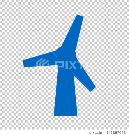 Three wind blades: Three thin blades spinning atop a blue tower. Three wind blades: Three thin blades spinning atop a blue tower. 141867638