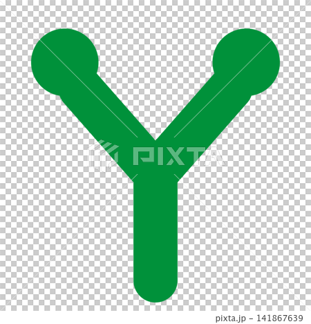 A fork in the road. The green line splits into two, and there are two circles ahead. A fork in the road. The green line splits into two, and there are two circles ahead. 141867639