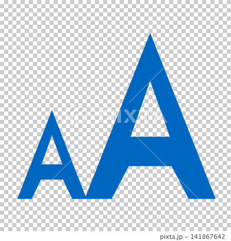 Enlarged letters: Blue symbols with a small A and a large A placed side by side. Enlarged letters: Blue symbols with a small A and a large A placed side by side. 141867642