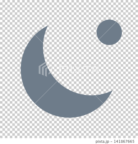 Nighttime: A gray crescent moon and a small ball of stars Nighttime: A gray crescent moon and a small ball of stars 141867665