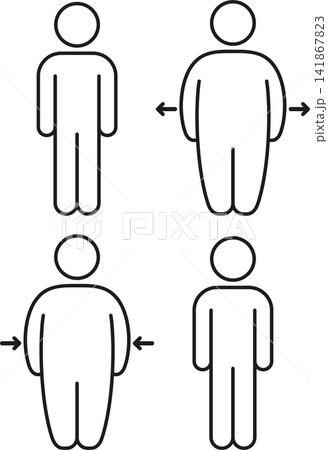 Weight gain and weight loss obesity icons Weight gain and weight loss obesity icons 141867823