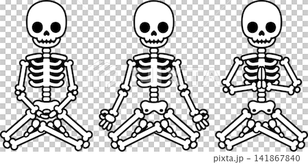 Cartoon meditating skeletons Cartoon meditating skeletons 141867840