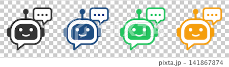 AI Chatbot Robot Icon Set - Communication & Customer Support AI Chatbot Robot Icon Set - Communication & Customer Support 141867874