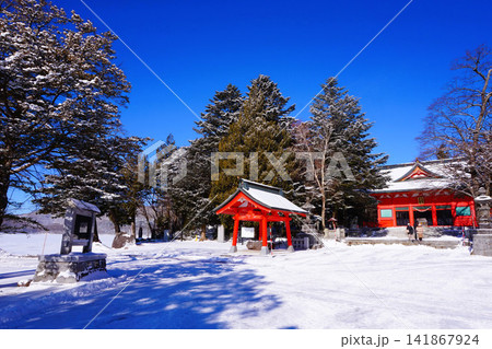 赤城神社　拝殿　狛犬　群馬県　赤城山　大洞赤城神社　冬　 141867924