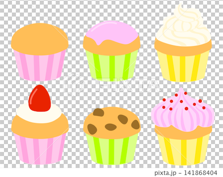Colorful cupcake illustration set Colorful cupcake illustration set 141868404