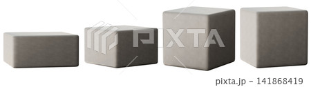 A set of cube podiums is arranged for showcasing products. The podiums vary in size and are placed on a clear background. This setup is suitable for presentations A set of cube podiums is arranged for showcasing products. The podiums vary in size and are placed on a clear background. This setup is suitable for presentations 141868419