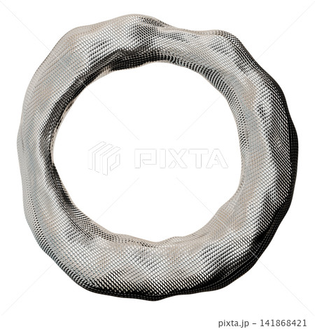 A chrome ring with a round frame on a clear background. The ring is rendered in 3D and has a smooth look. It stands out due to its shape and material A chrome ring with a round frame on a clear background. The ring is rendered in 3D and has a smooth look. It stands out due to its shape and material 141868421