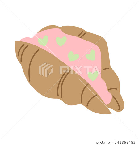 Croissant with Pink Cream and Hearts Croissant with Pink Cream and Hearts 141868483