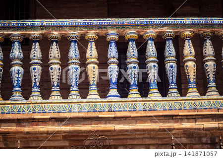 Panoramic architectural view of the iconic Plaza of Spain in Seville 141871057