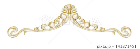 Watercolor wrought iron ornamental divider on isolated background. Illustration of elegant decorative flourish. Antique vintage golden metalwork for invitations, certificates, frames, branding. Watercolor wrought iron ornamental divider on isolated background. Illustration of elegant decorative flourish. Antique vintage golden metalwork for invitations, certificates, frames, branding. 141871451