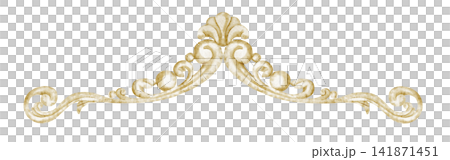 Watercolor wrought iron ornamental divider on isolated background. Illustration of elegant decorative flourish. Antique vintage golden metalwork for invitations, certificates, frames, branding. Watercolor wrought iron ornamental divider on isolated background. Illustration of elegant decorative flourish. Antique vintage golden metalwork for invitations, certificates, frames, branding. 141871451