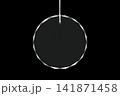 Round Crystal Glass Ornament Hanging on Silver Thread Against Black Background. 3d rendering 141871458
