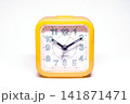 Yellow Retro Alarm Clock Showing 10:10 Time Isolated on Background Vintage Timepiece 141871471