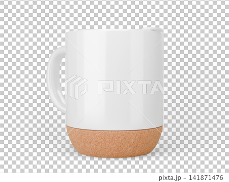 Minimal White Mug with Cork Bottom Isolated on Transparent Background. 3d rendering Minimal White Mug with Cork Bottom Isolated on Transparent Background. 3d rendering 141871476