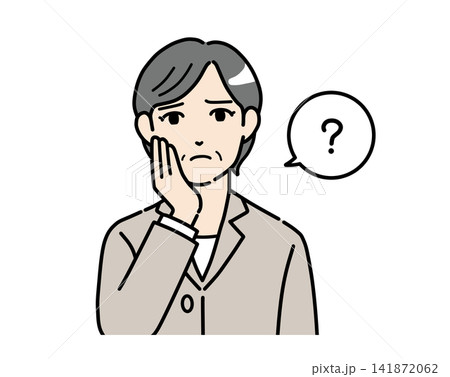 疑問に思うスーツを着た中年女性のイラスト 疑問に思うスーツを着た中年女性のイラスト 141872062