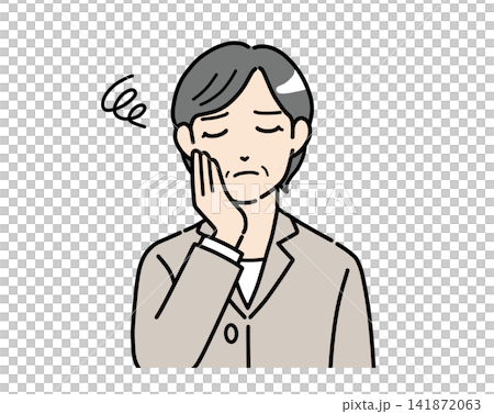 困っているスーツを着た中年女性のイラスト 困っているスーツを着た中年女性のイラスト 141872063