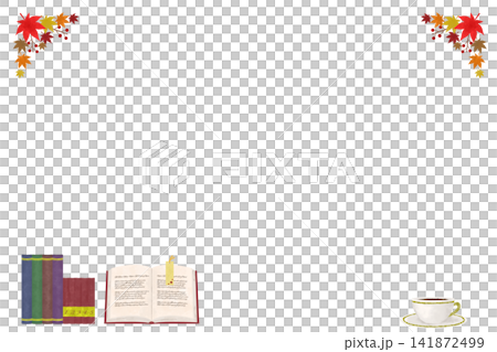 読書の秋とコーヒーのフレーム 141872499