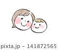 親子でほっぺを寄せ合って笑顔のイラスト 141872565
