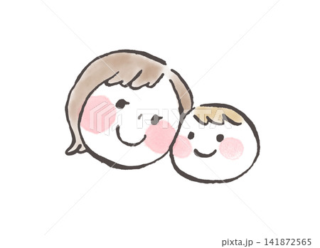親子でほっぺを寄せ合って笑顔のイラスト 親子でほっぺを寄せ合って笑顔のイラスト 141872565