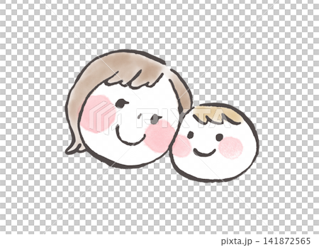 親子でほっぺを寄せ合って笑顔のイラスト 親子でほっぺを寄せ合って笑顔のイラスト 141872565