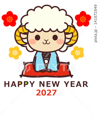 2027年 令和9年 年賀状素材 かわいい羊のキャラクター 2027年 令和9年 年賀状素材 かわいい羊のキャラクター 141872849